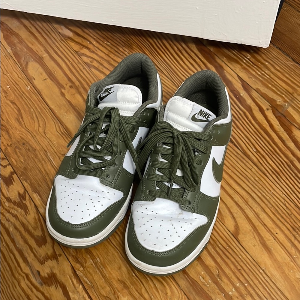 Nike Green and White Dunks